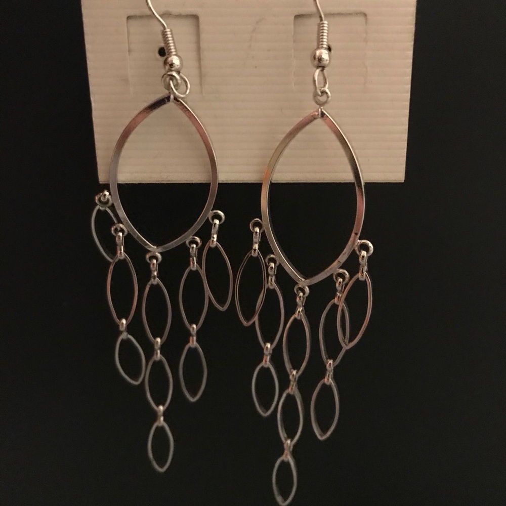 Silver Teardrop Chandelier Earrings